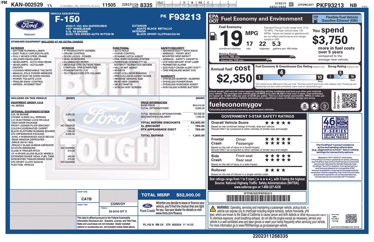 Ford F-150 XL SuperCrew 6.5-ft. Bed 4WD 2023