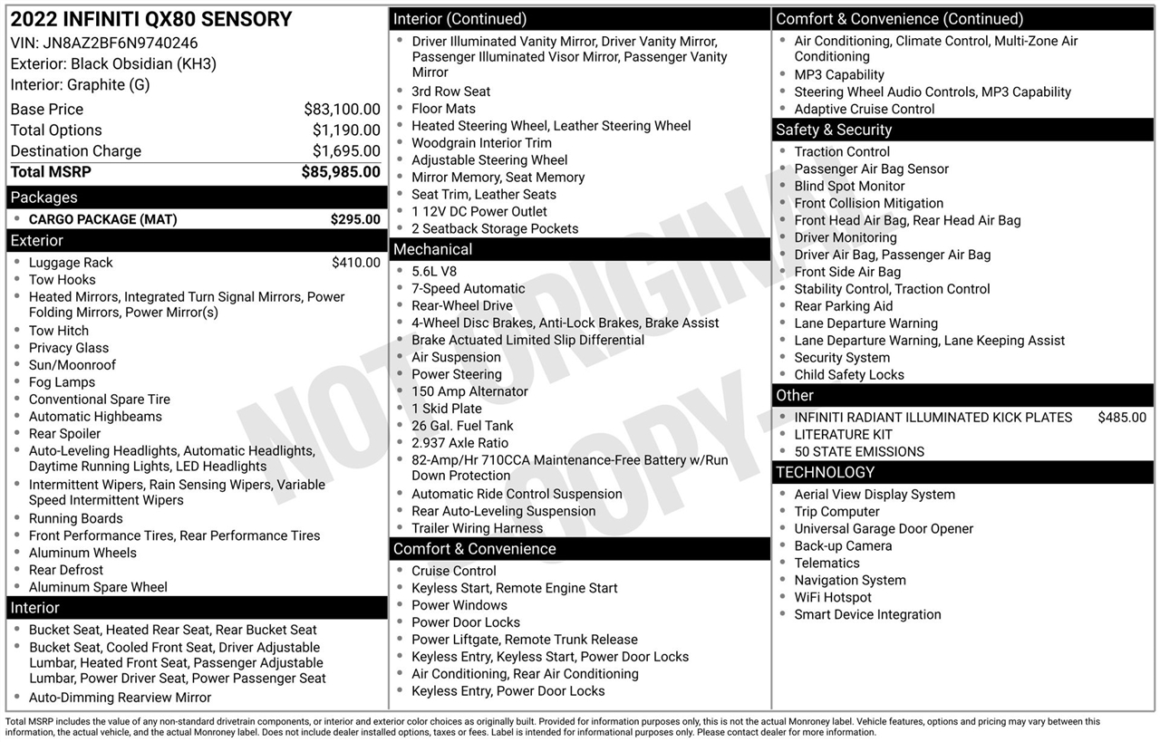 Infiniti QX80 PREMIUM SELECT 2022