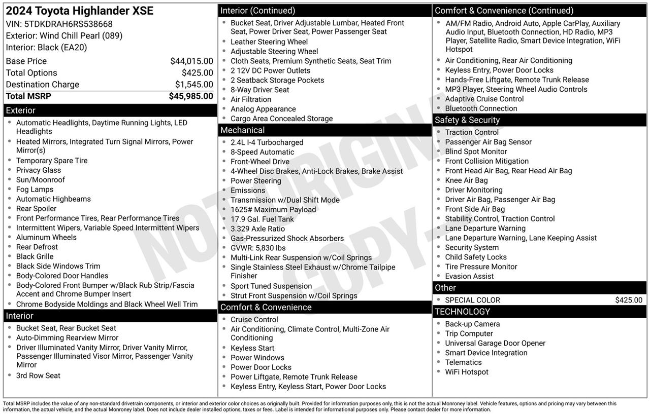 Toyota Highlander XLE 2024