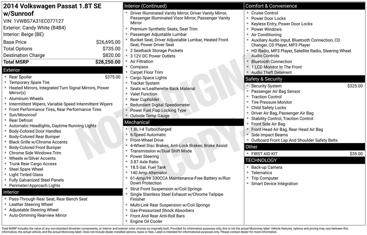 Volkswagen Passat 1.8T SE AT 2014