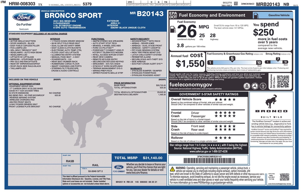 Ford Bronco Sport Big Bend 2021