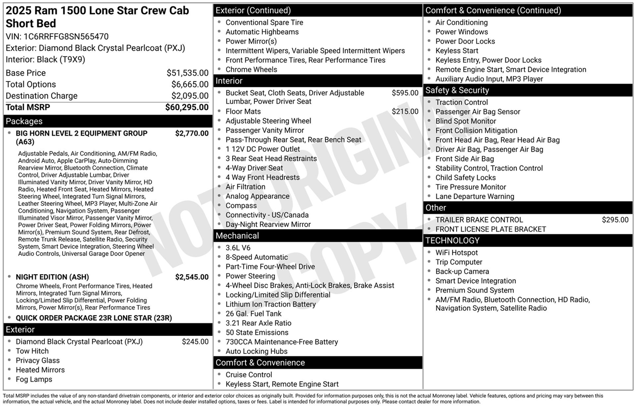 RAM 1500 Big Horn Crew Cab SWB 4WD 2025
