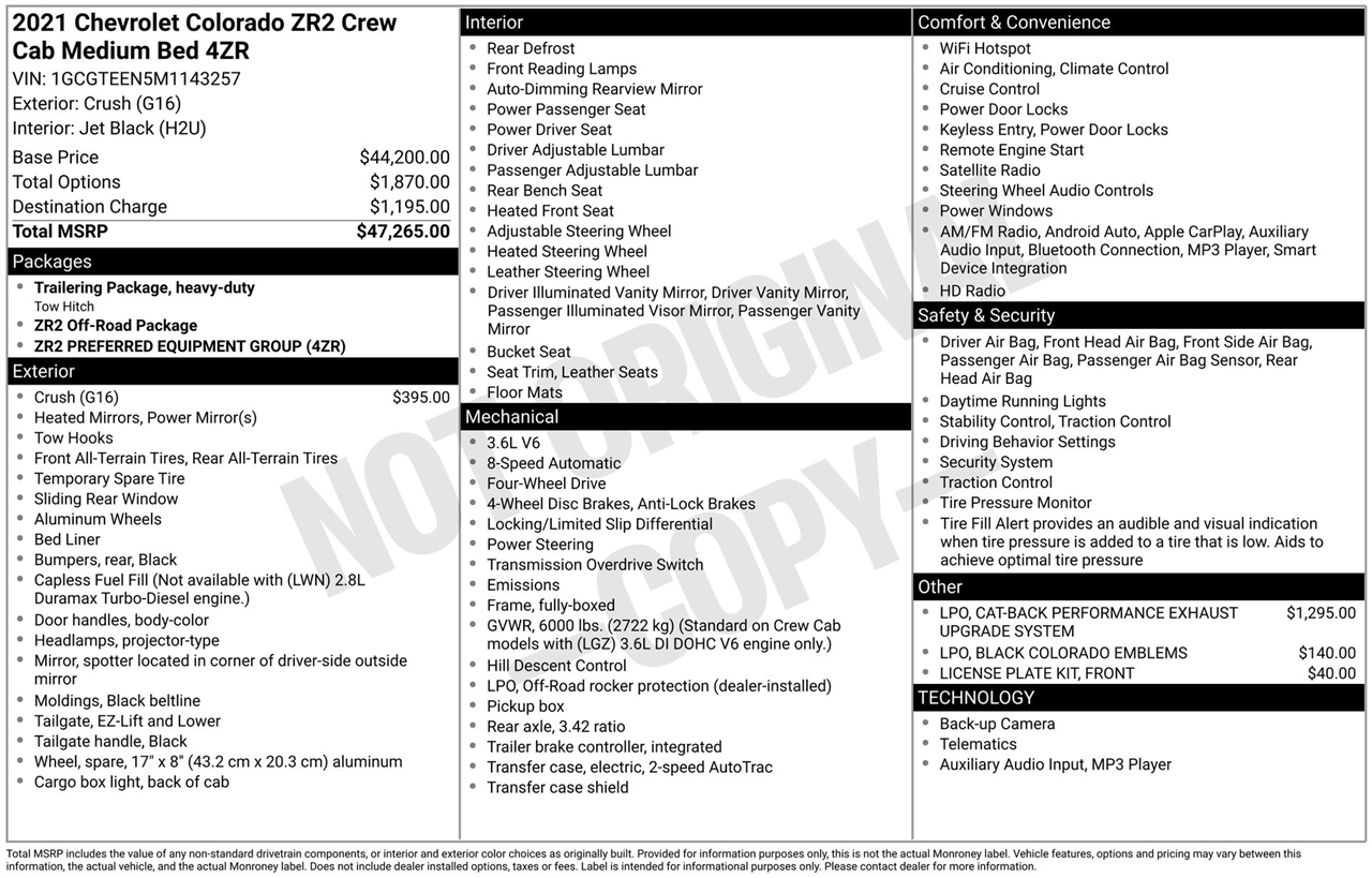 Chevrolet Colorado ZR2 Crew Cab Short Box 4WD 2021