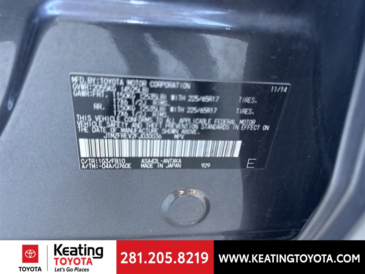 Toyota RAV4 LE FWD 2015