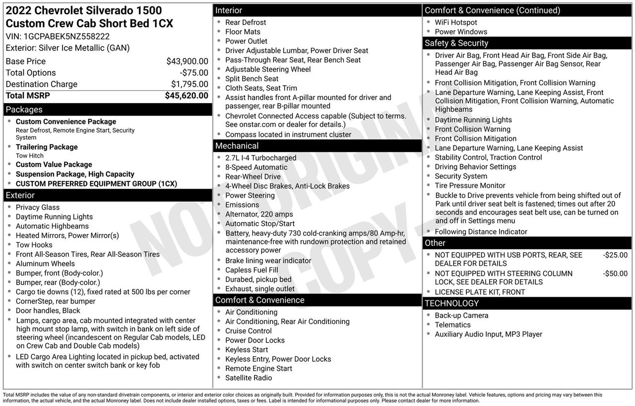 Chevrolet Silverado 1500 Custom Crew Cab 2WD 2022