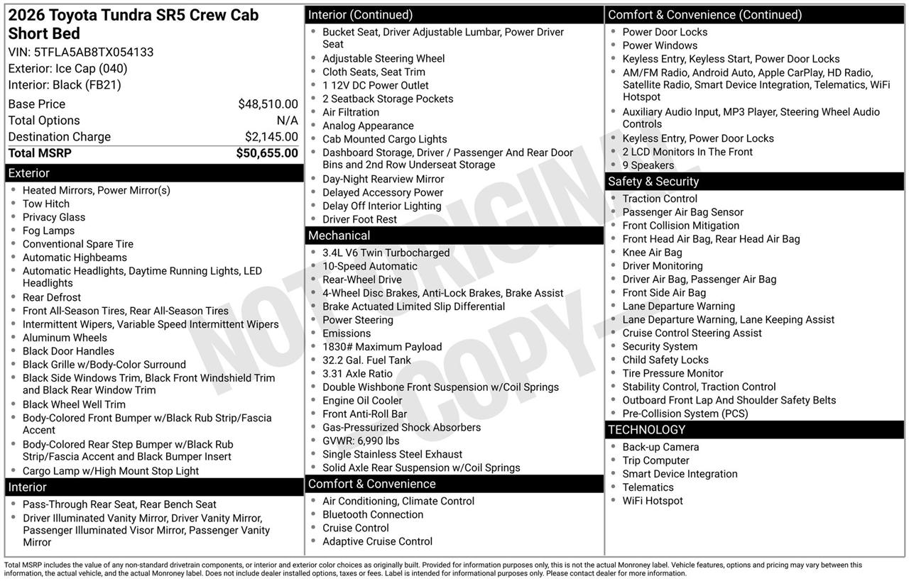 Toyota Tundra SR5 CrewMax 2WD 2026