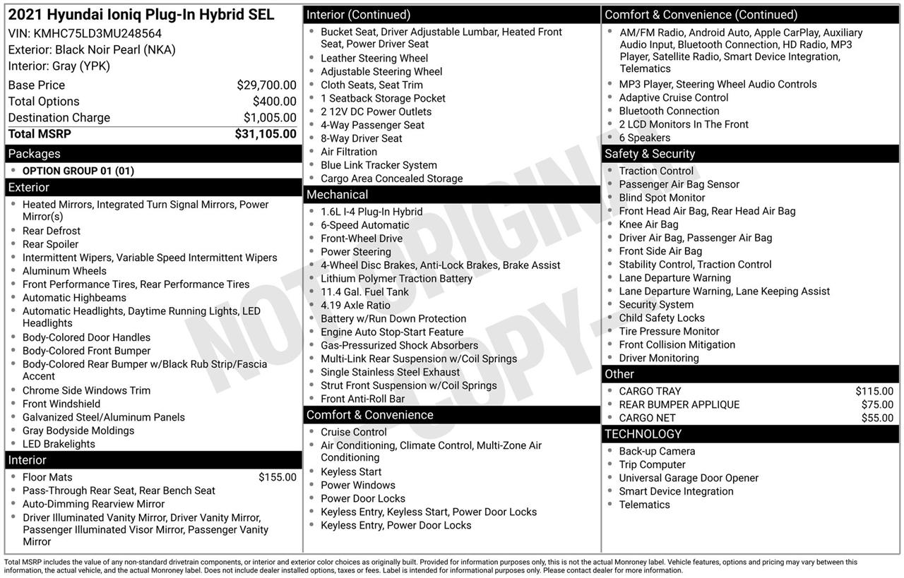Hyundai Ioniq Plug-In Hybrid SEL 2021