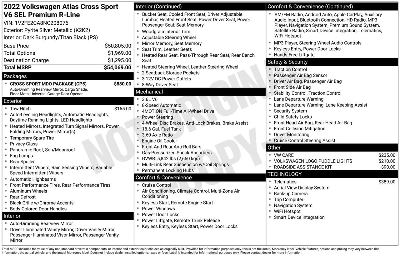 Volkswagen Atlas Cross Sport V6 SEL Premium R-Line 4MOTION 2022