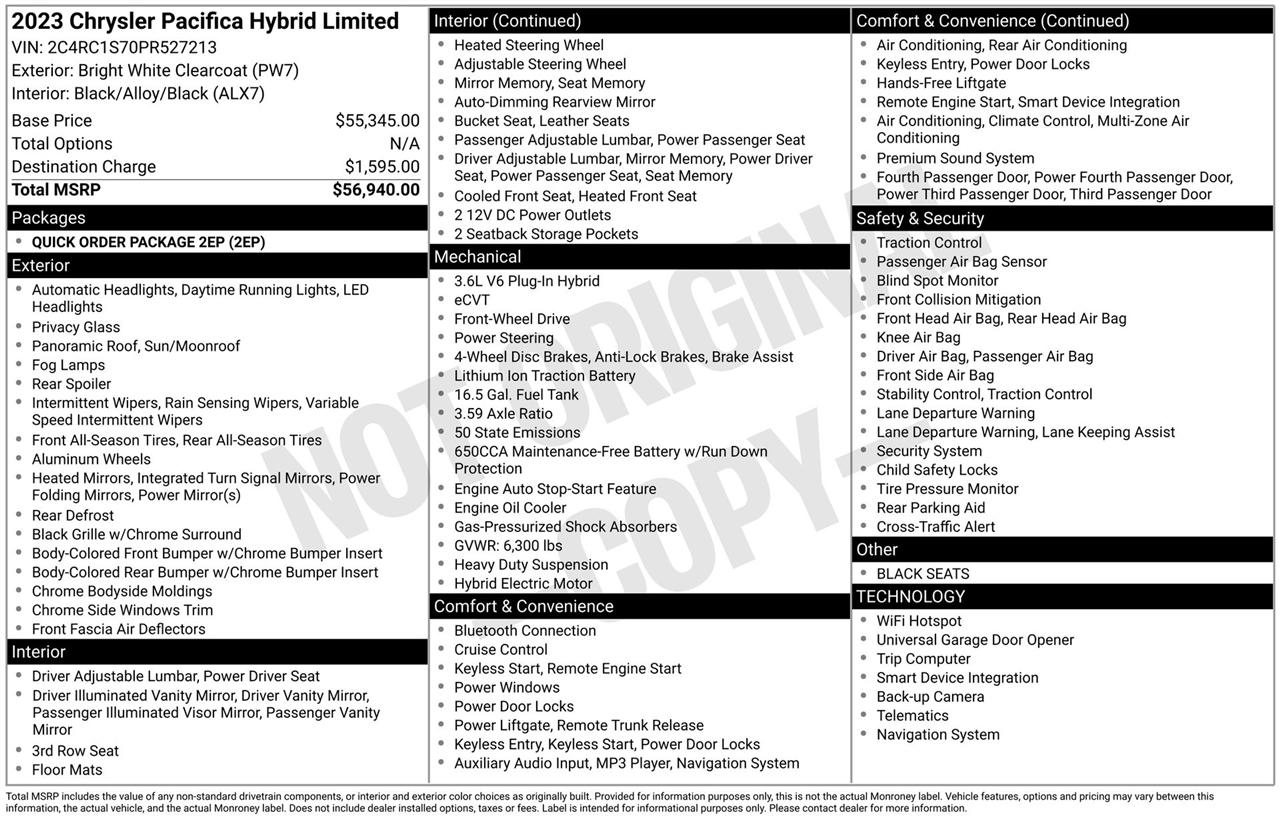 Chrysler Pacifica Hybrid Limited 2023