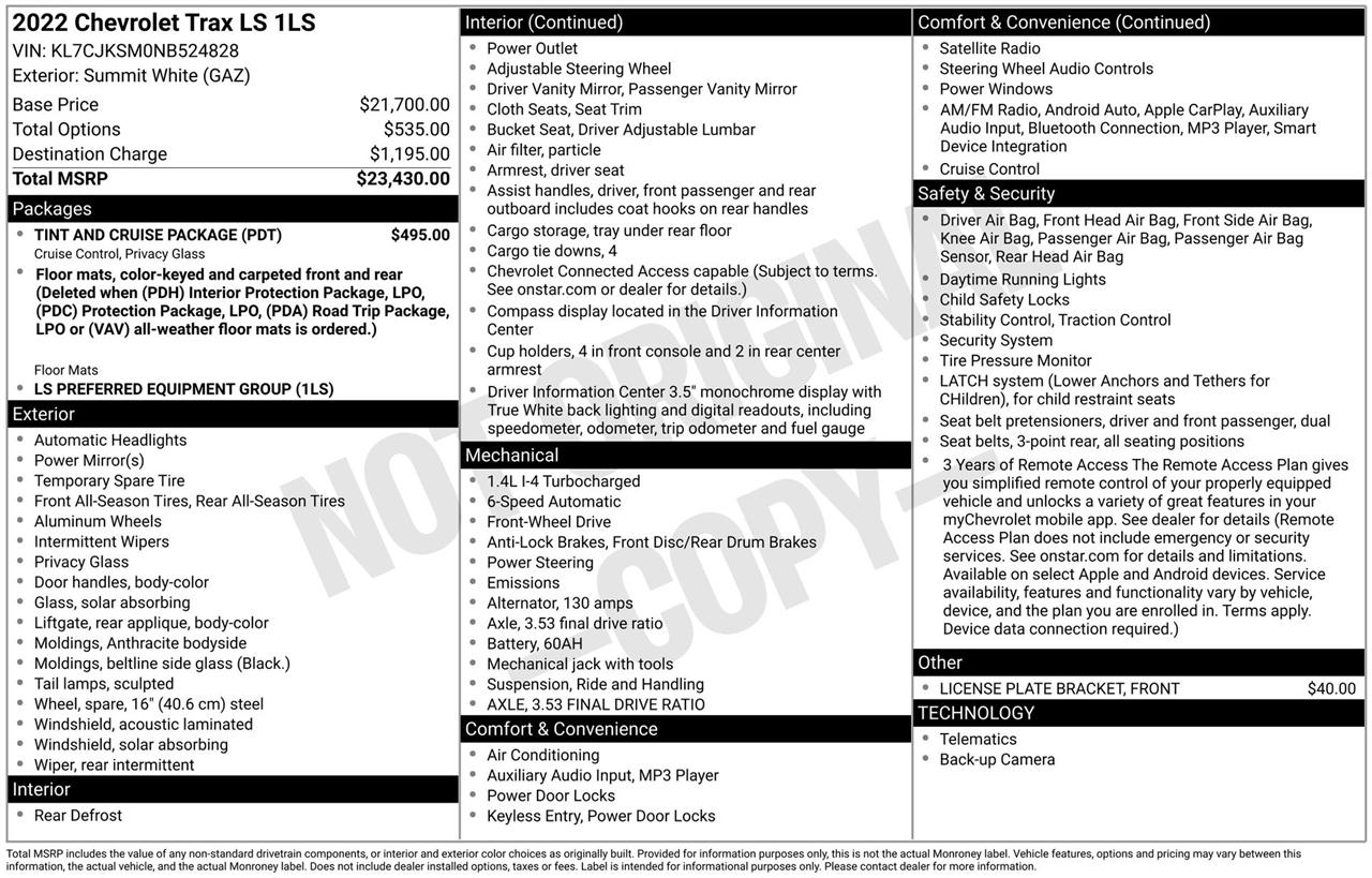 Chevrolet Trax LS FWD 2022
