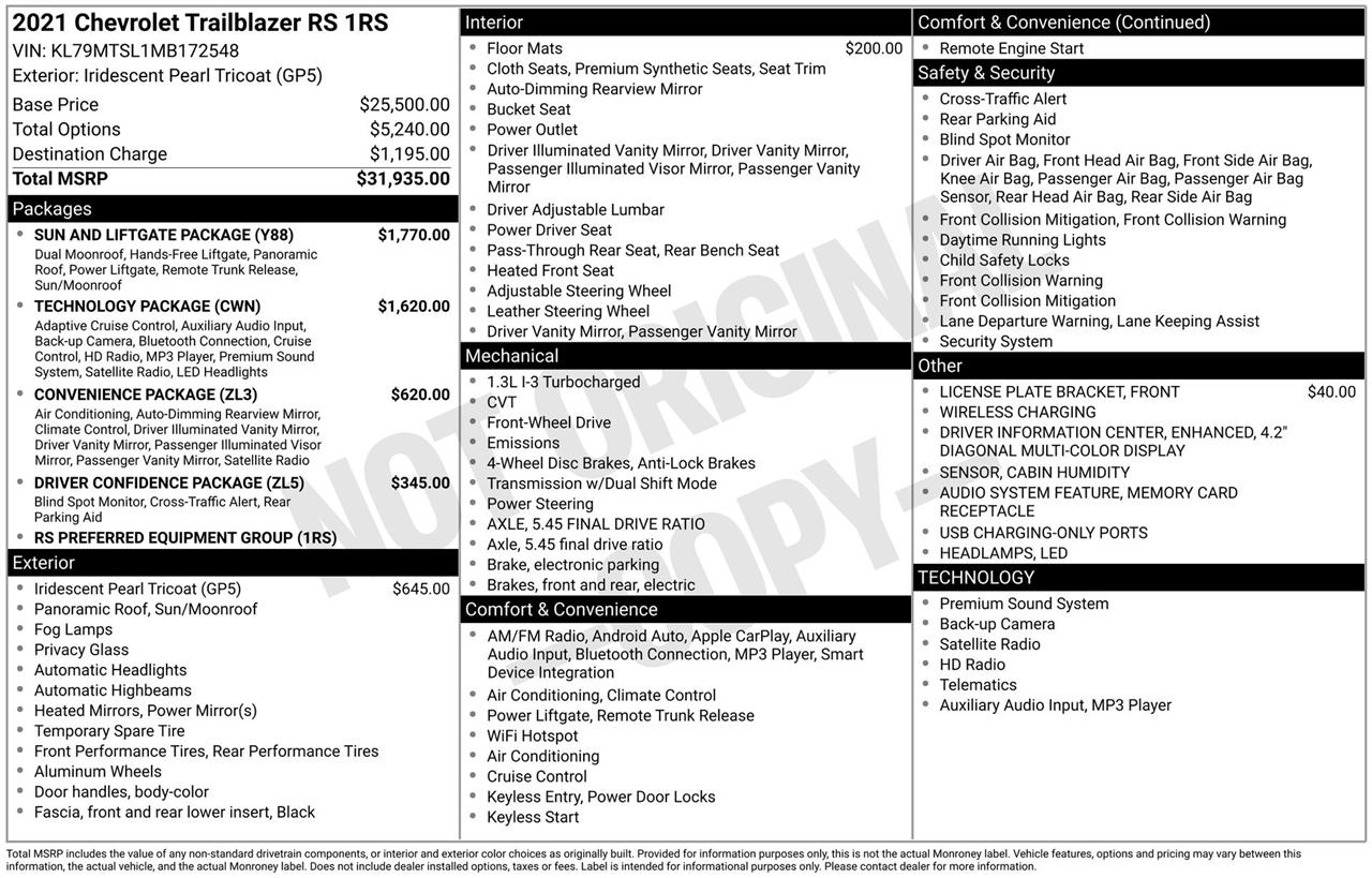 Chevrolet TrailBlazer RS 2021