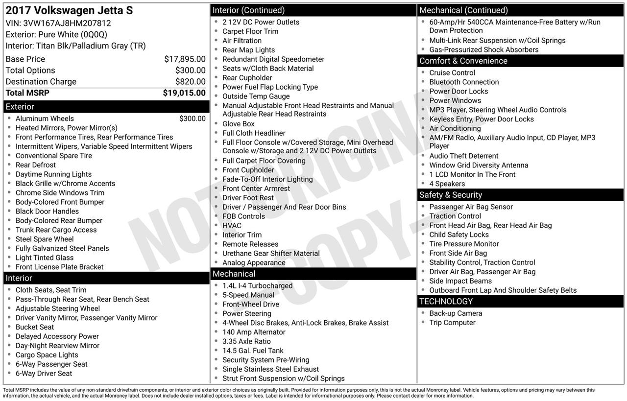 Volkswagen Jetta 1.4T S 6A 2017