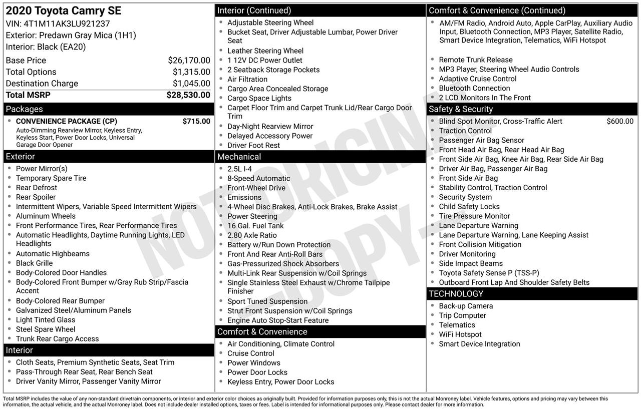 Toyota Camry SE 2020