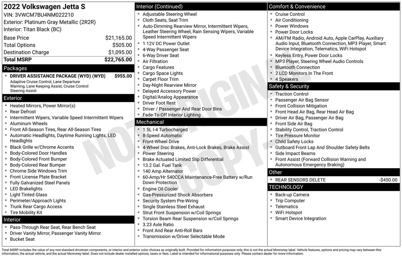 Volkswagen Jetta S 2022