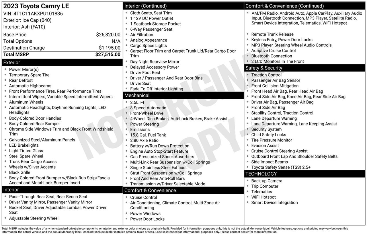 Toyota Camry LE 2023
