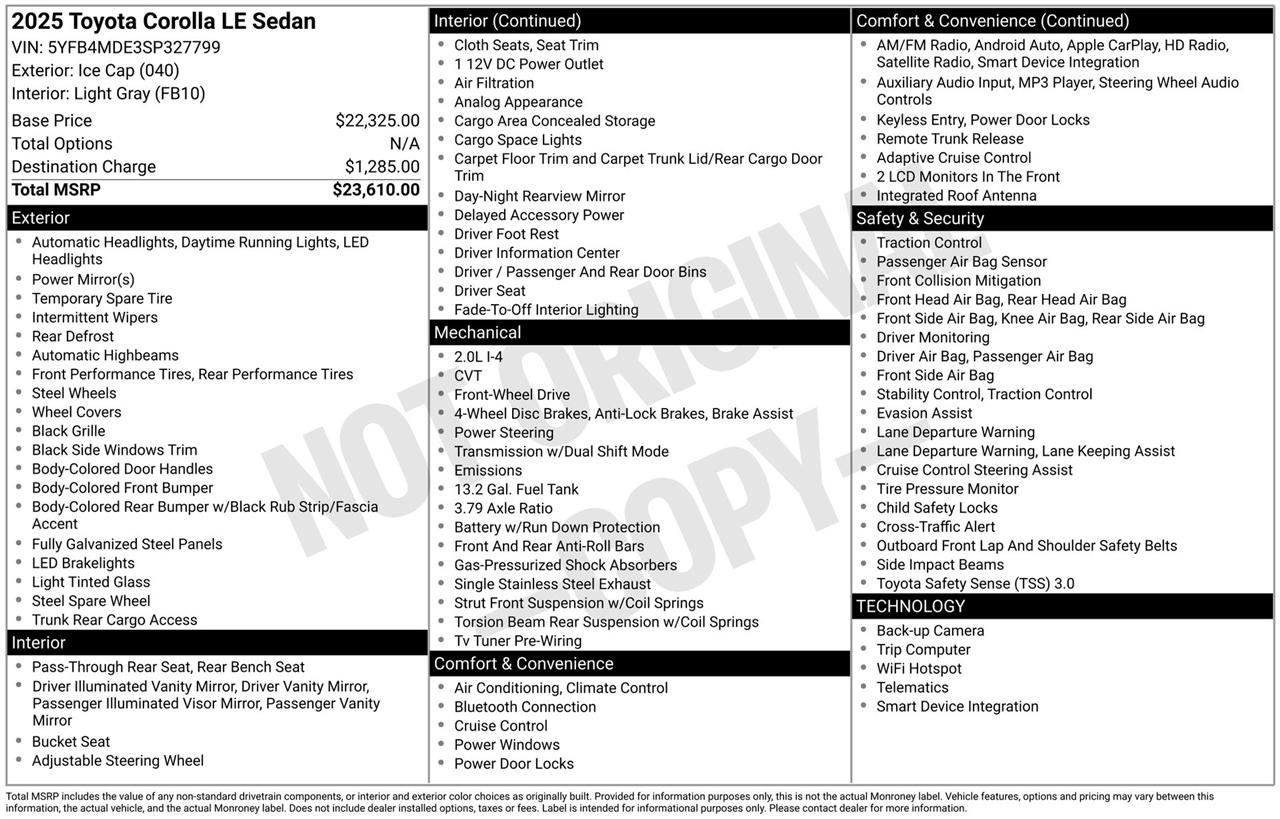 Toyota Corolla LE 2025