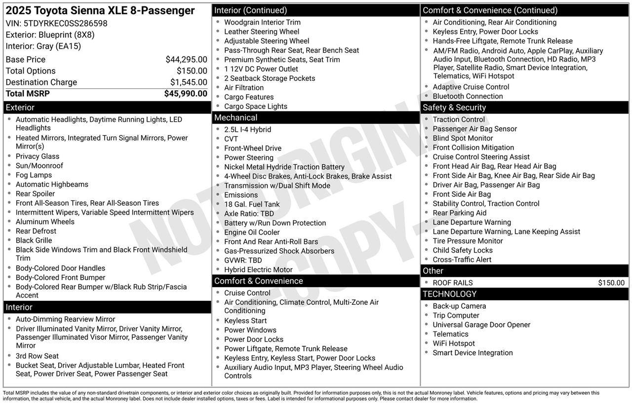 Toyota Sienna XLE 7-Passenger 2025