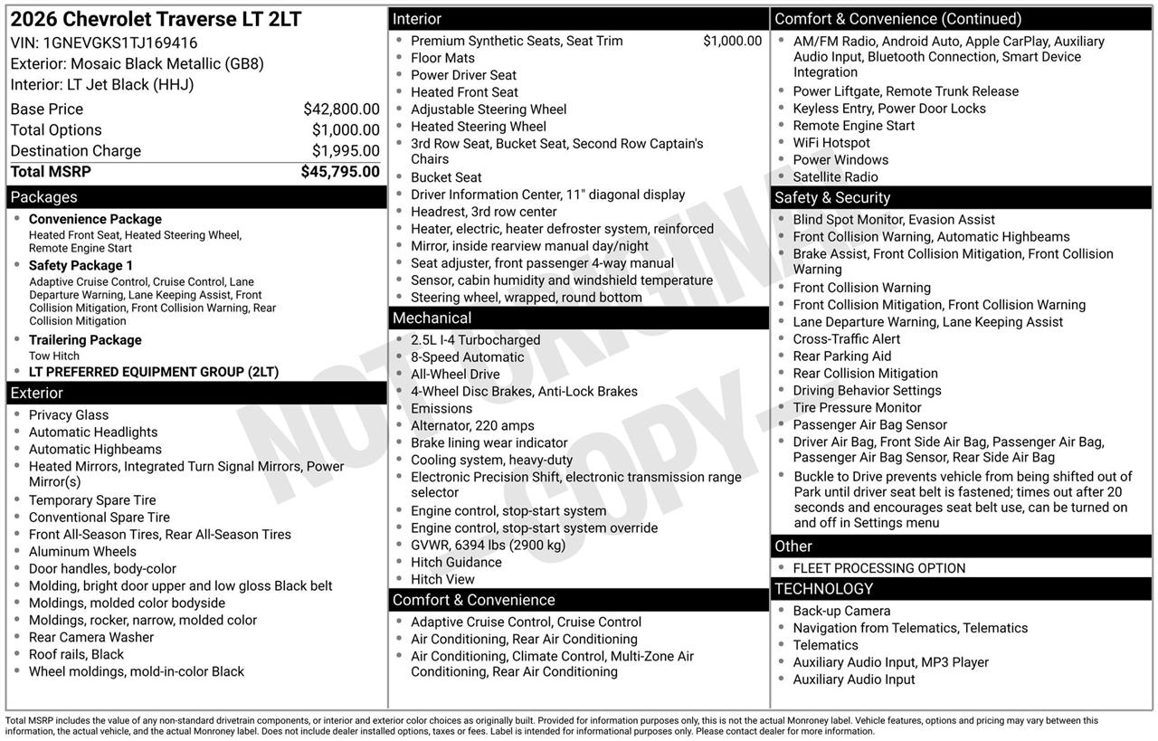 Chevrolet Traverse LT AWD 2026