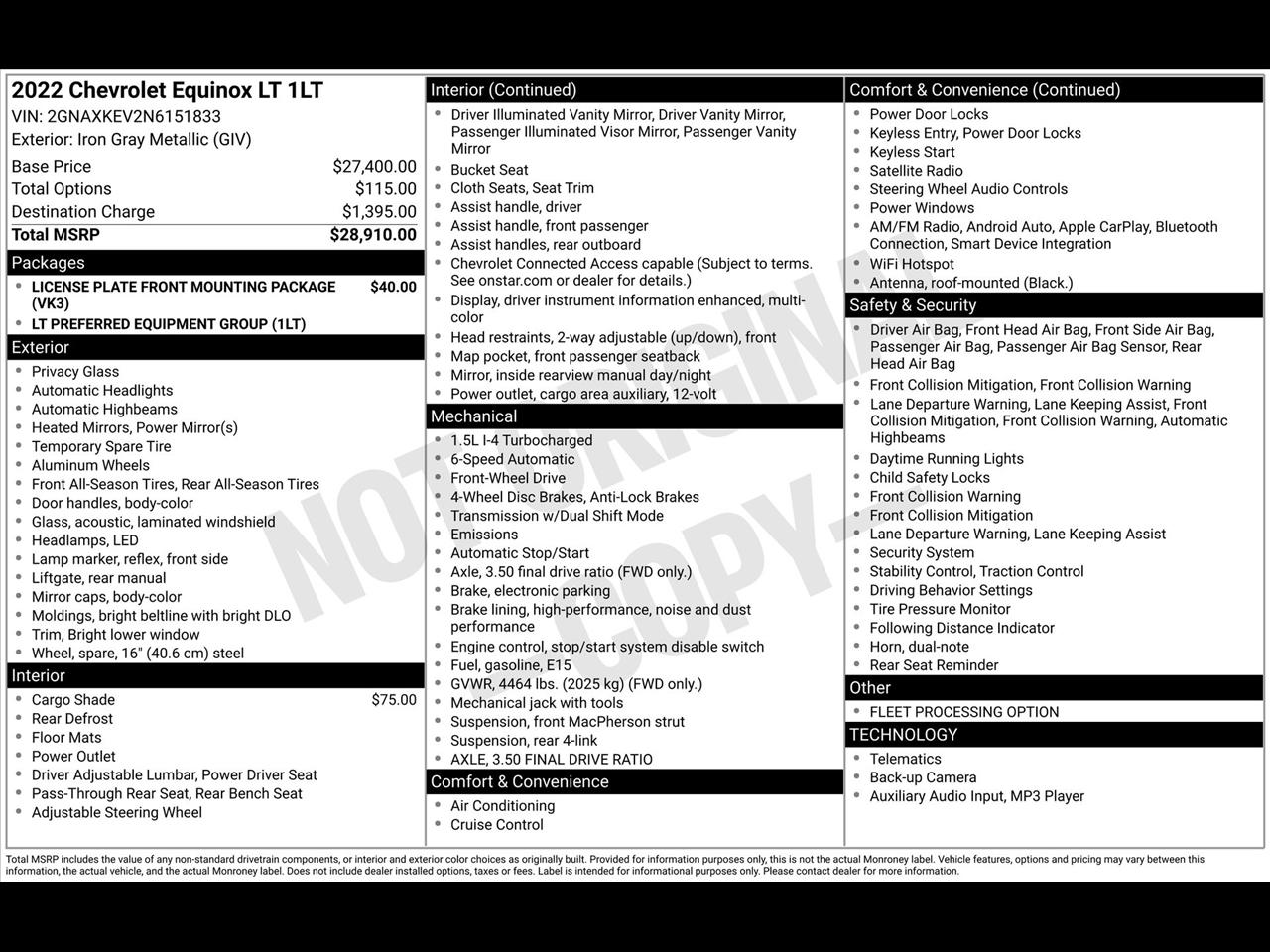 Chevrolet Equinox LT 1.5 2WD 2022