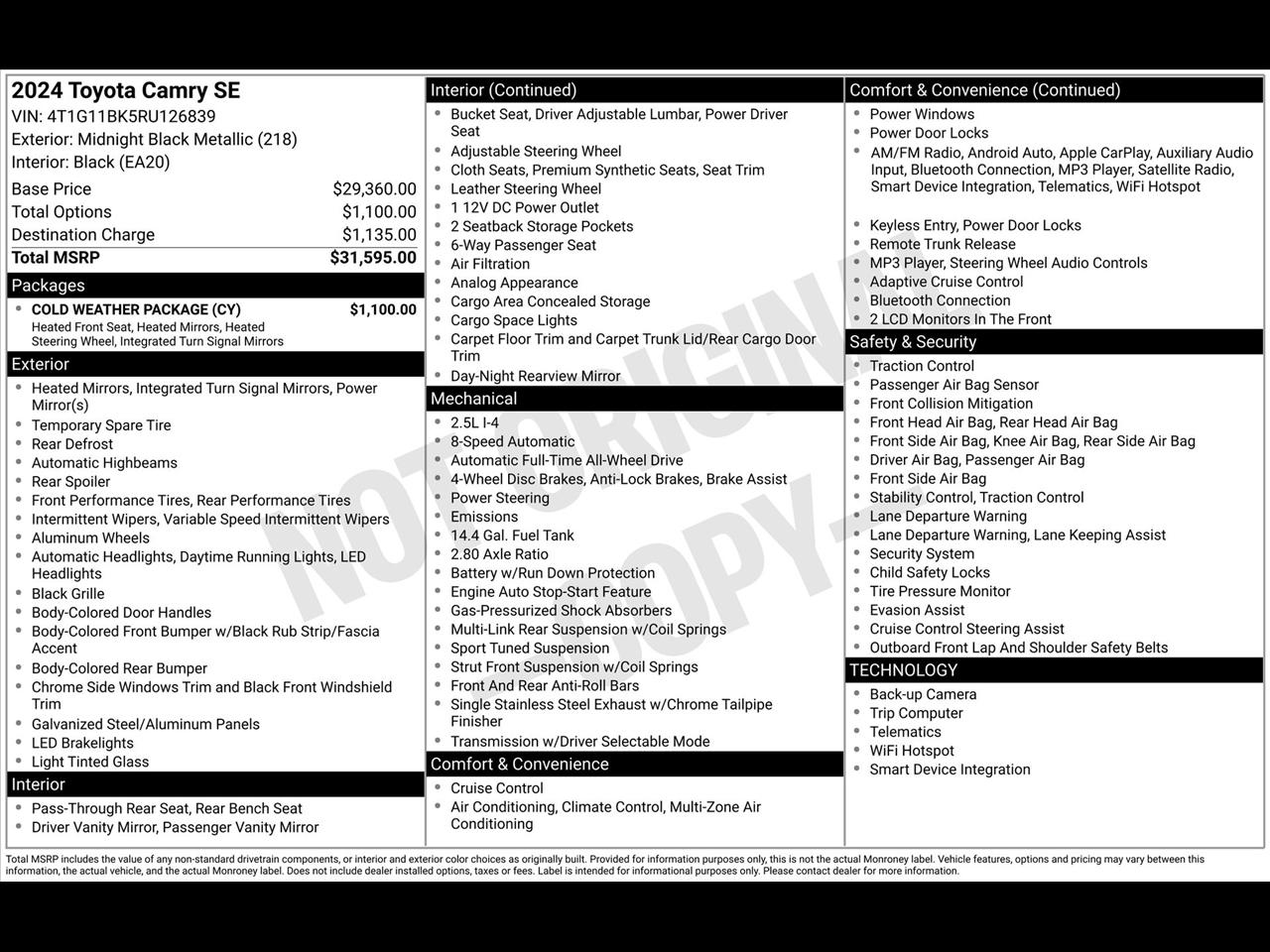 Toyota Camry SE AWD 2024
