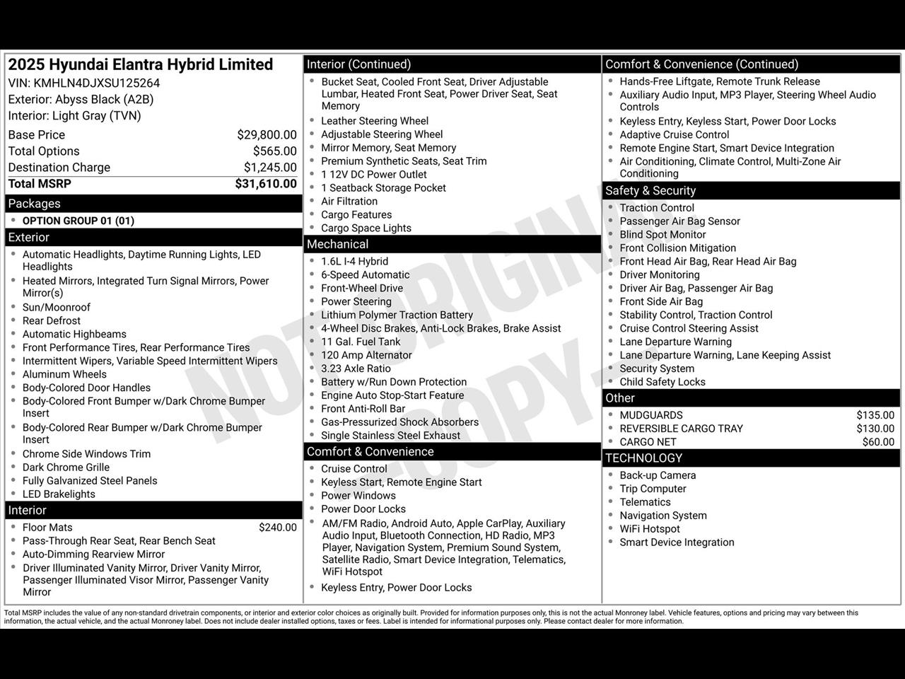 Hyundai Elantra Hybrid Limited 2025