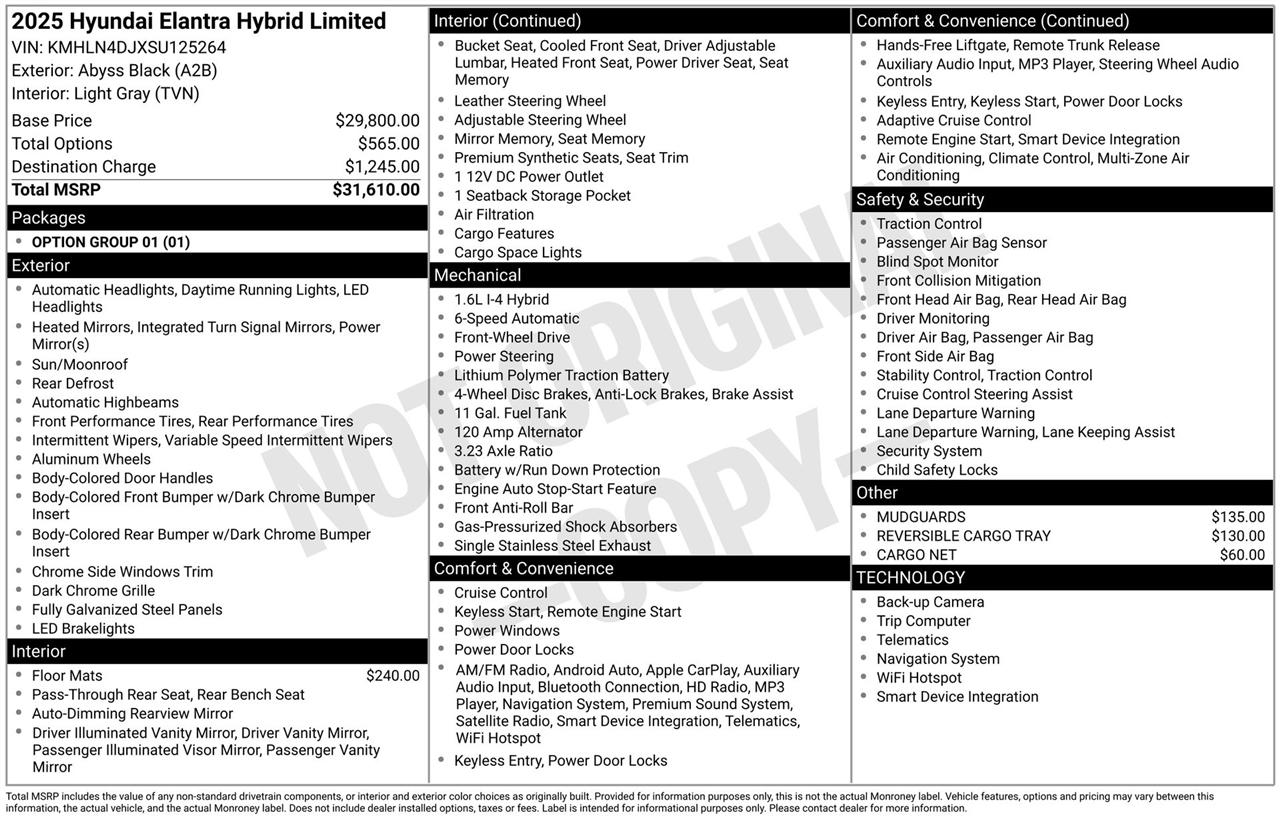 Hyundai Elantra Hybrid Limited 2025