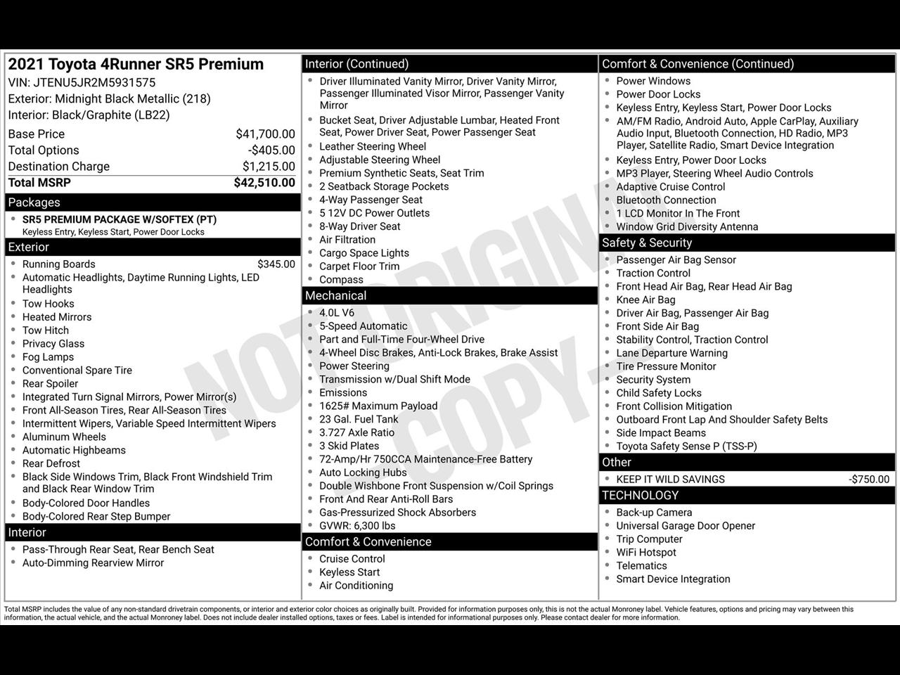 Toyota 4Runner SR5 Premium 4WD 2021