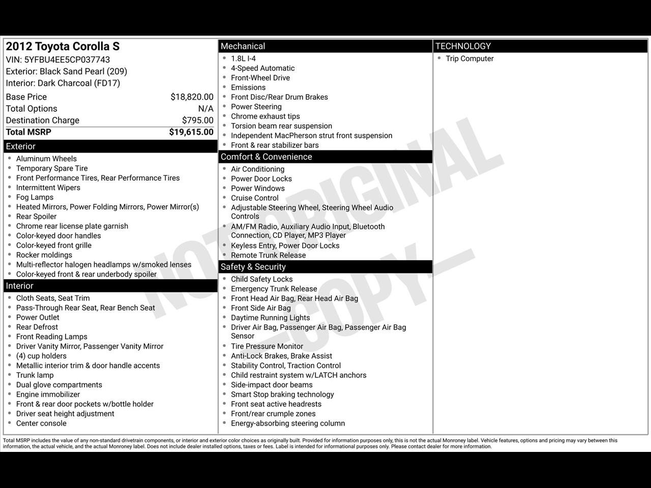 Toyota Corolla S 5-Speed MT 2012