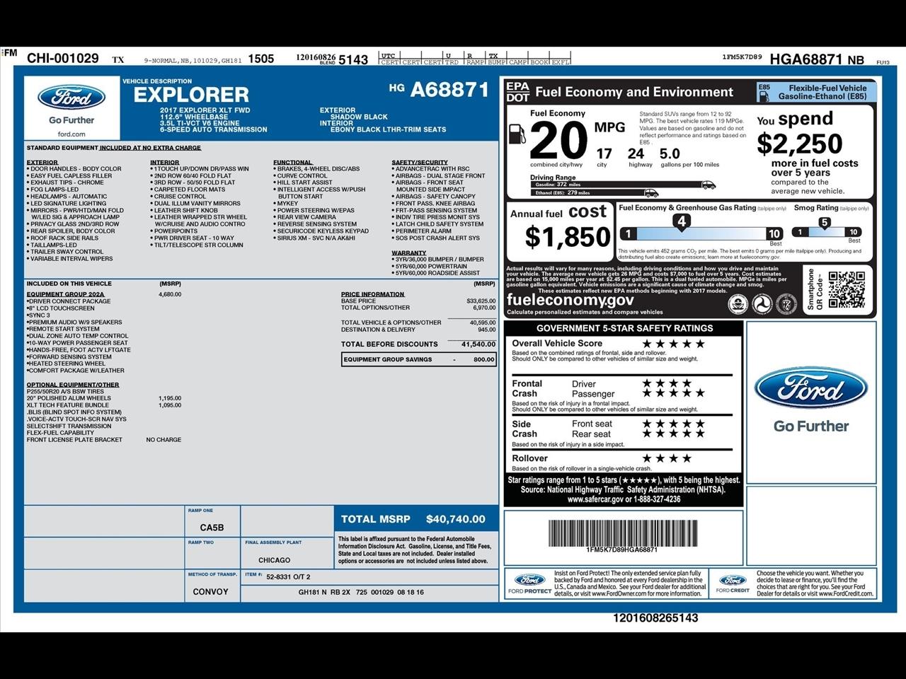 Ford Explorer XLT FWD 2017