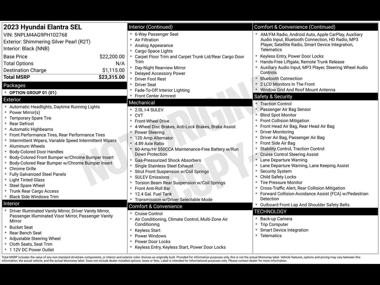 Hyundai Elantra SEL 2023