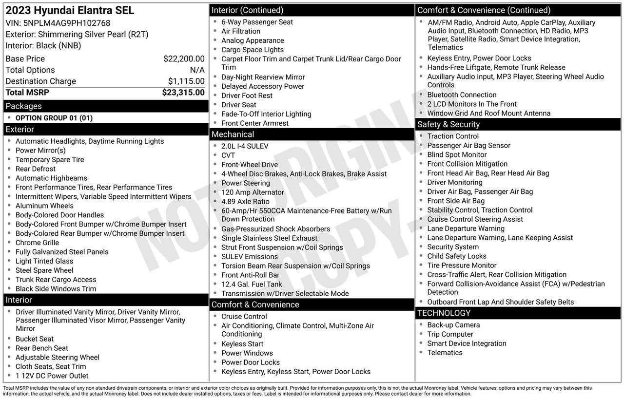 Hyundai Elantra SEL 2023