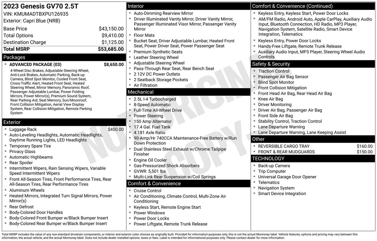 Genesis GV70 2.5T 2023