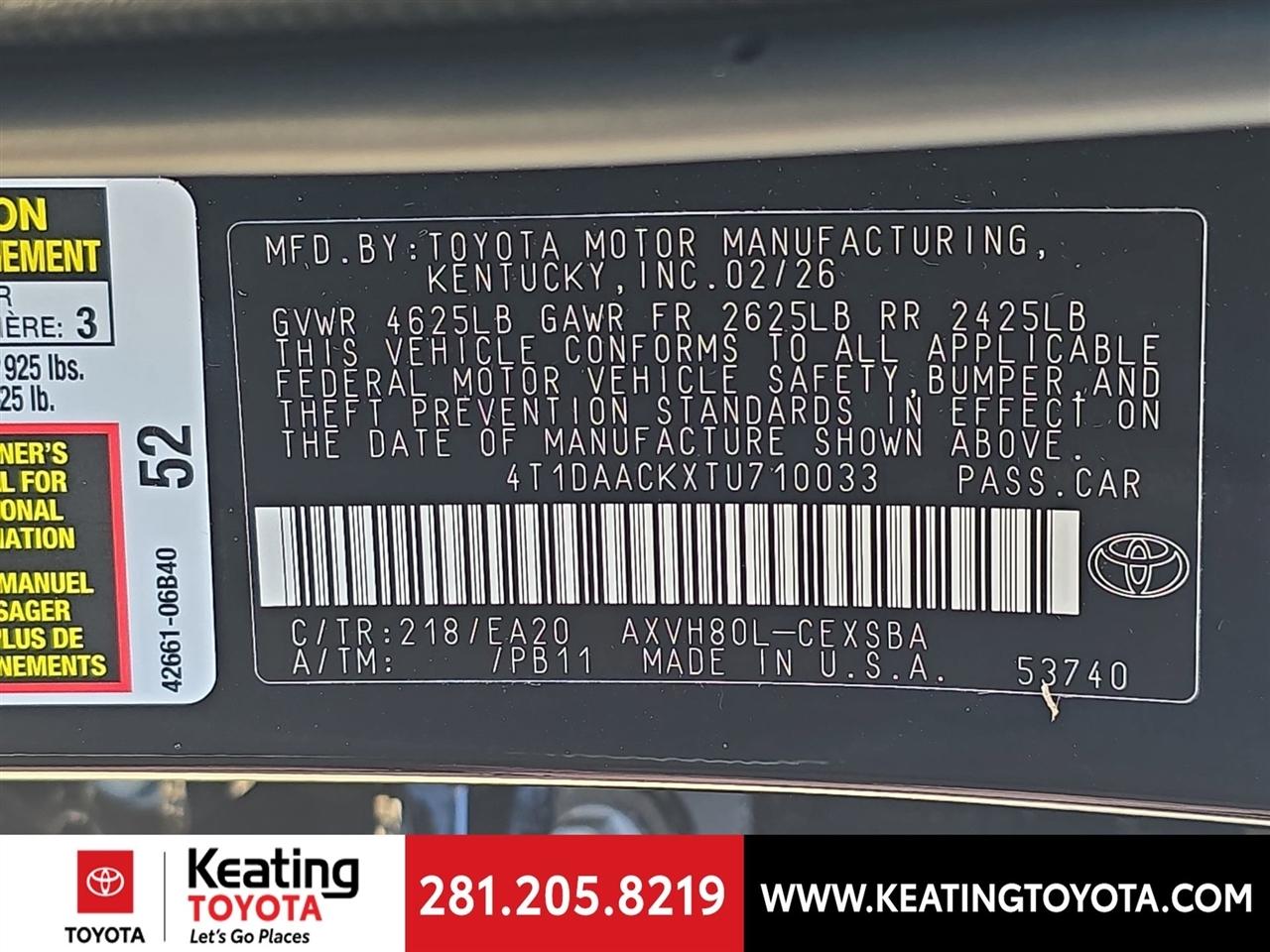 Toyota Camry Hybrid XLE 2026