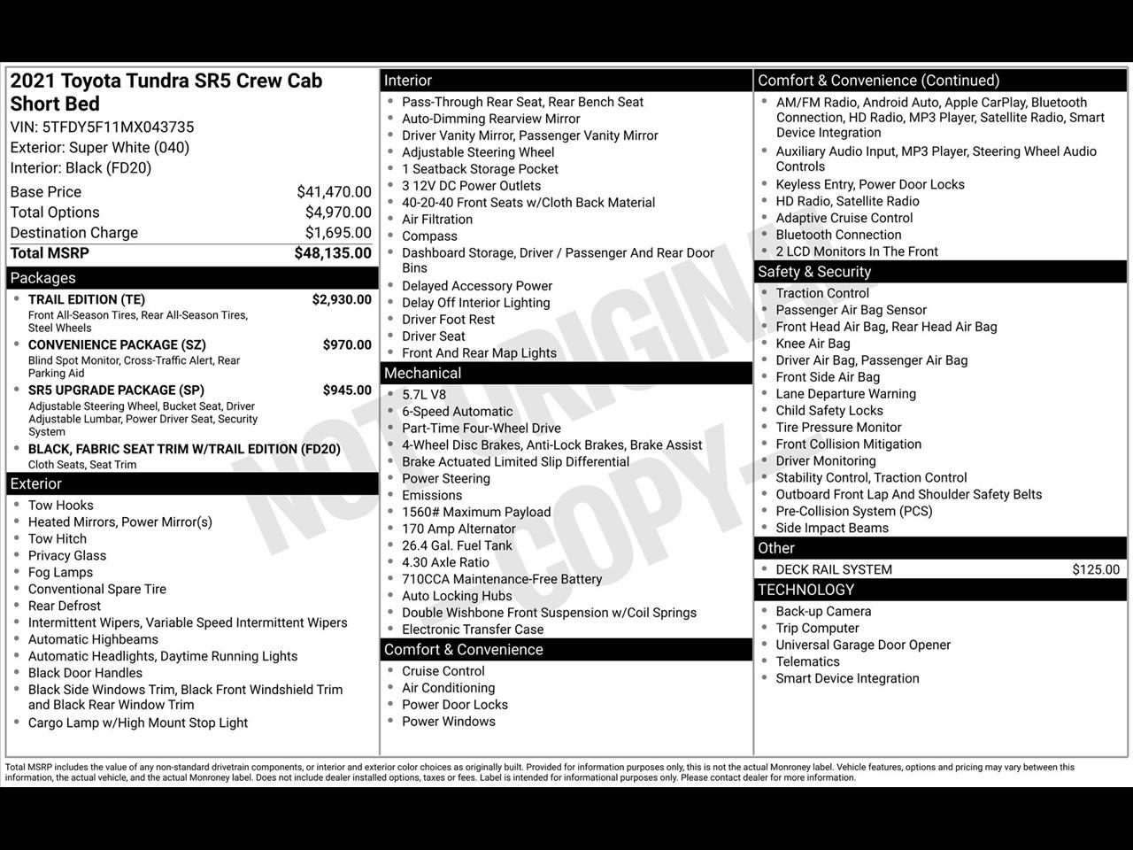 Toyota Tundra SR5 5.7L V8 CrewMax 4WD 2021