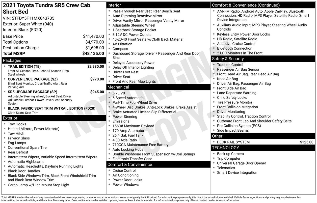 Toyota Tundra SR5 5.7L V8 CrewMax 4WD 2021
