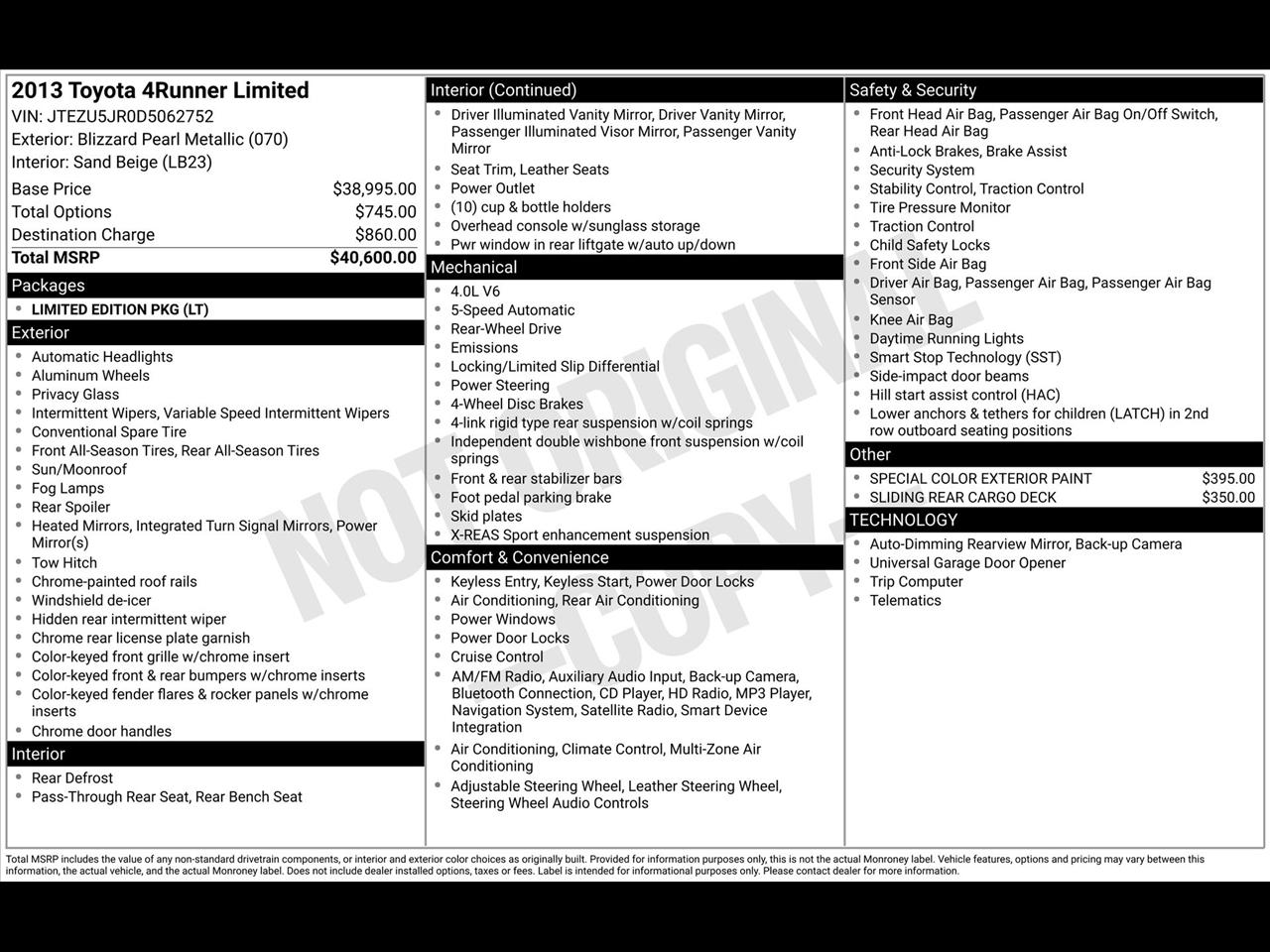 Toyota 4Runner SR5 2WD 2013