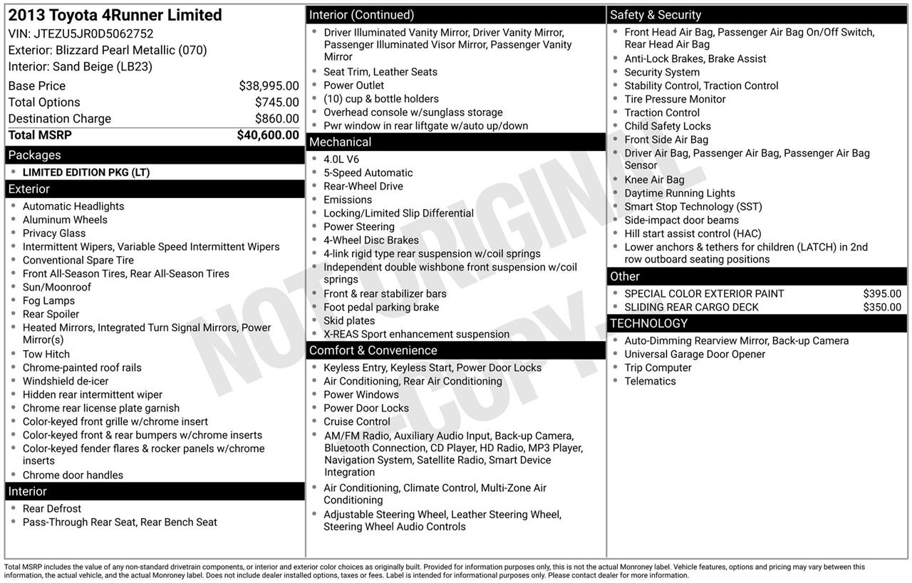Toyota 4Runner SR5 2WD 2013