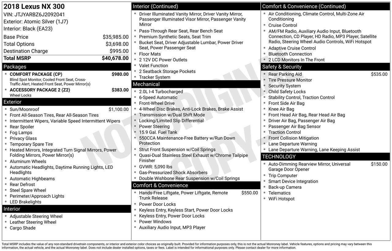 Lexus NX 200t FWD 2018