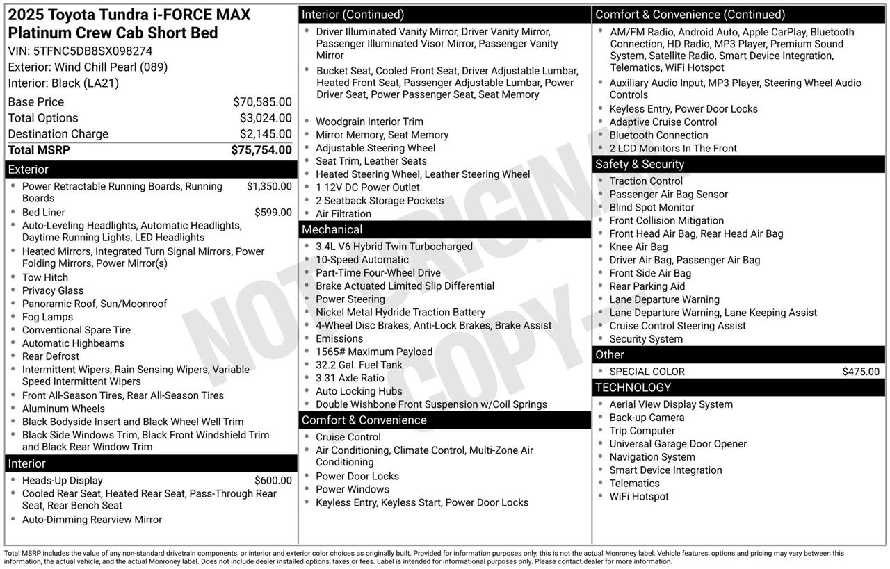 Toyota Tundra Platinum CrewMax 4WD Hybrid 2025