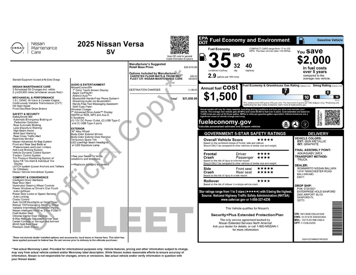 Nissan Versa SV 2025