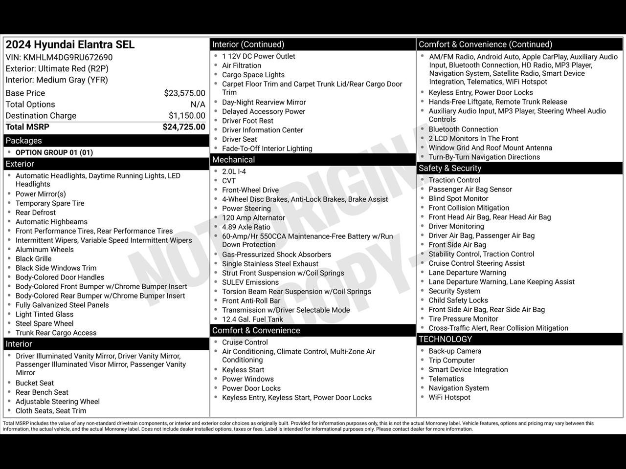 Hyundai Elantra SEL 2024