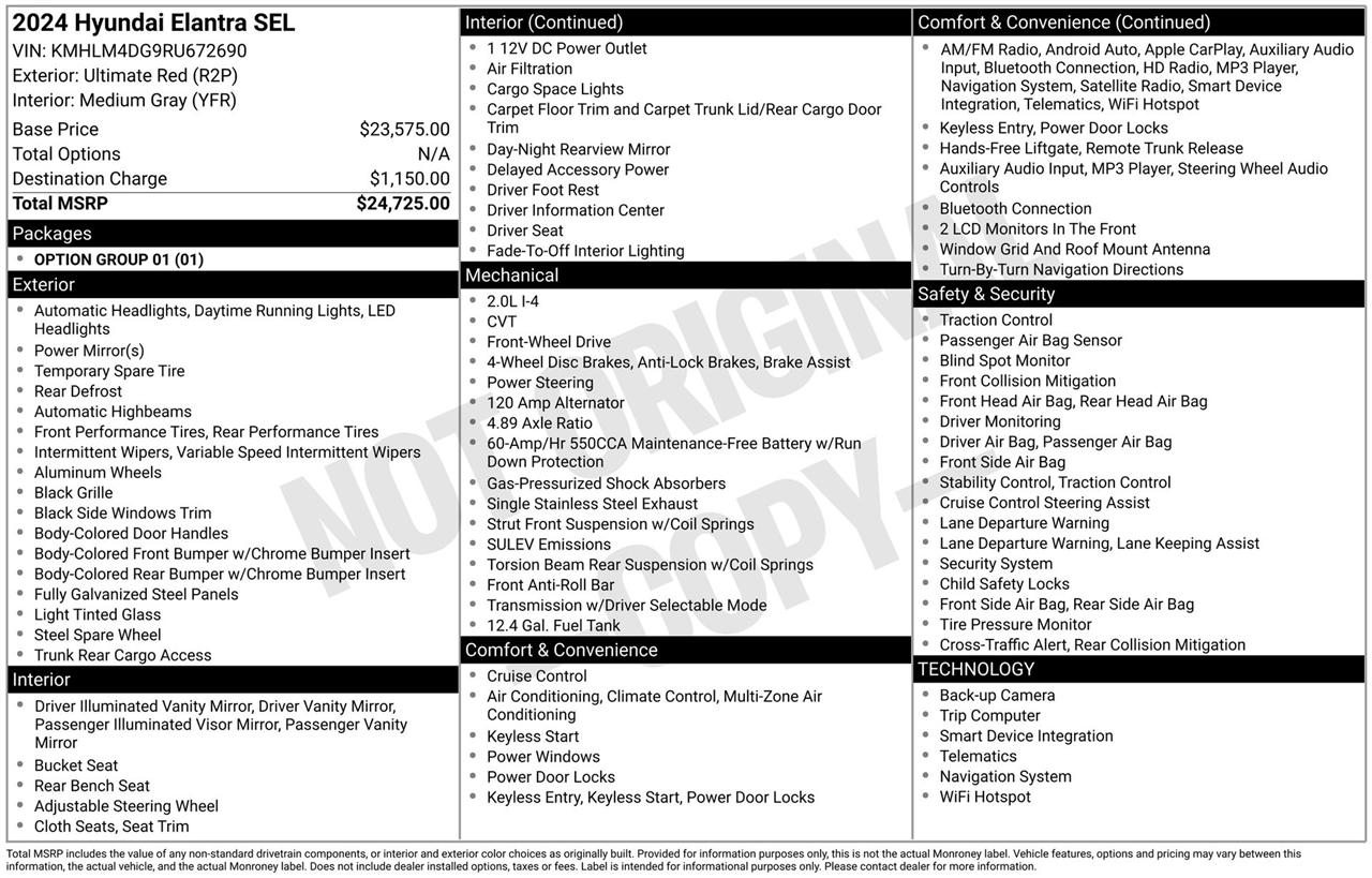 Hyundai Elantra SEL 2024