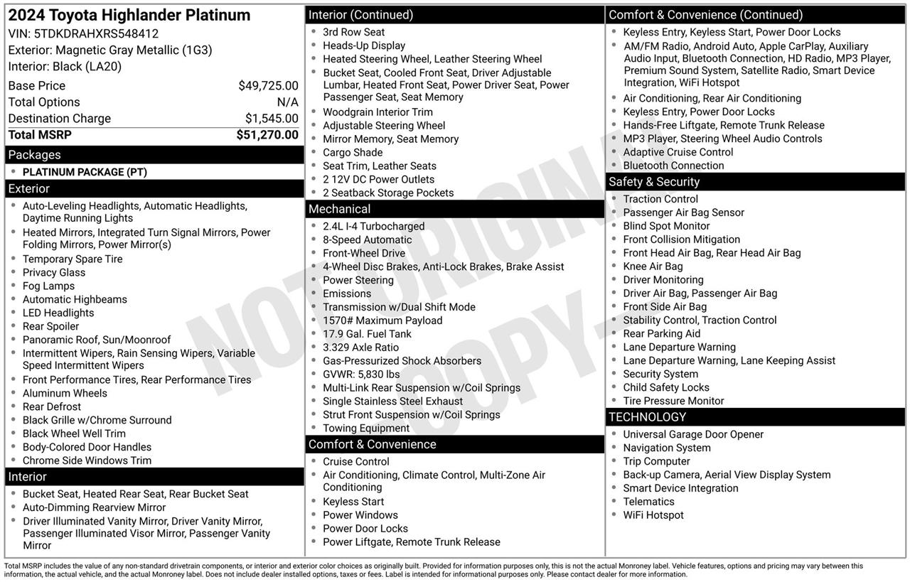 Toyota Highlander XLE 2024