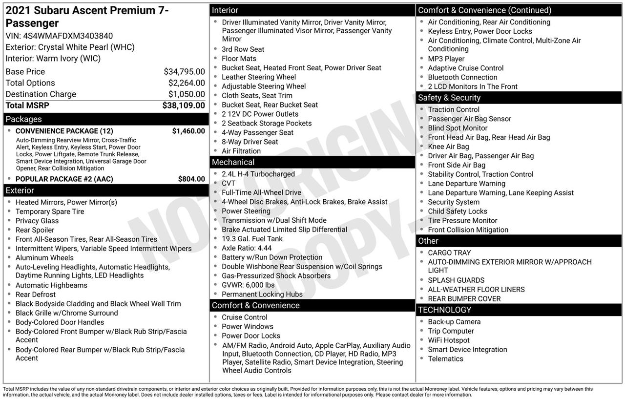 Subaru Ascent Premium 2021