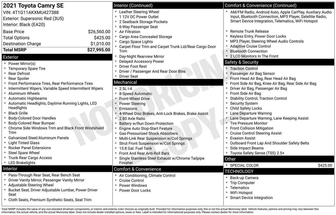 Toyota Camry SE 2021