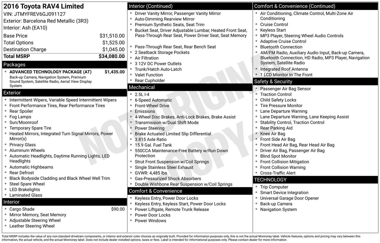 Toyota RAV4 Limited FWD 2016