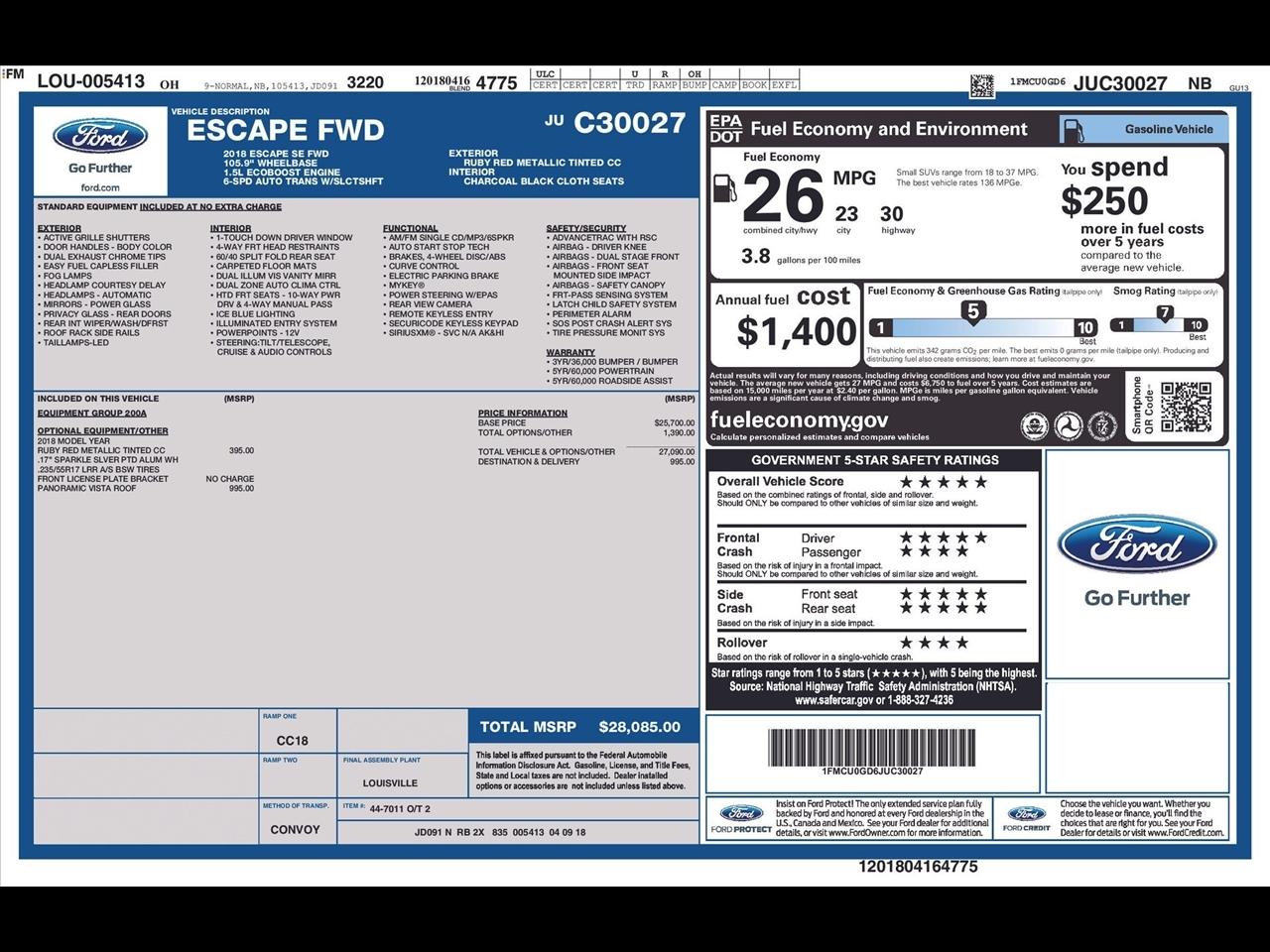 Ford Escape SE FWD 2018