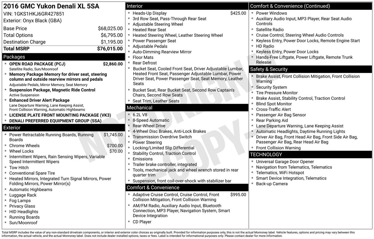 GMC Yukon XL Denali 2WD 2016