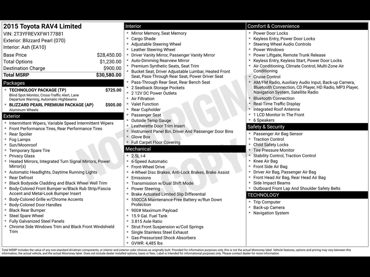 Toyota RAV4 Limited FWD 2015