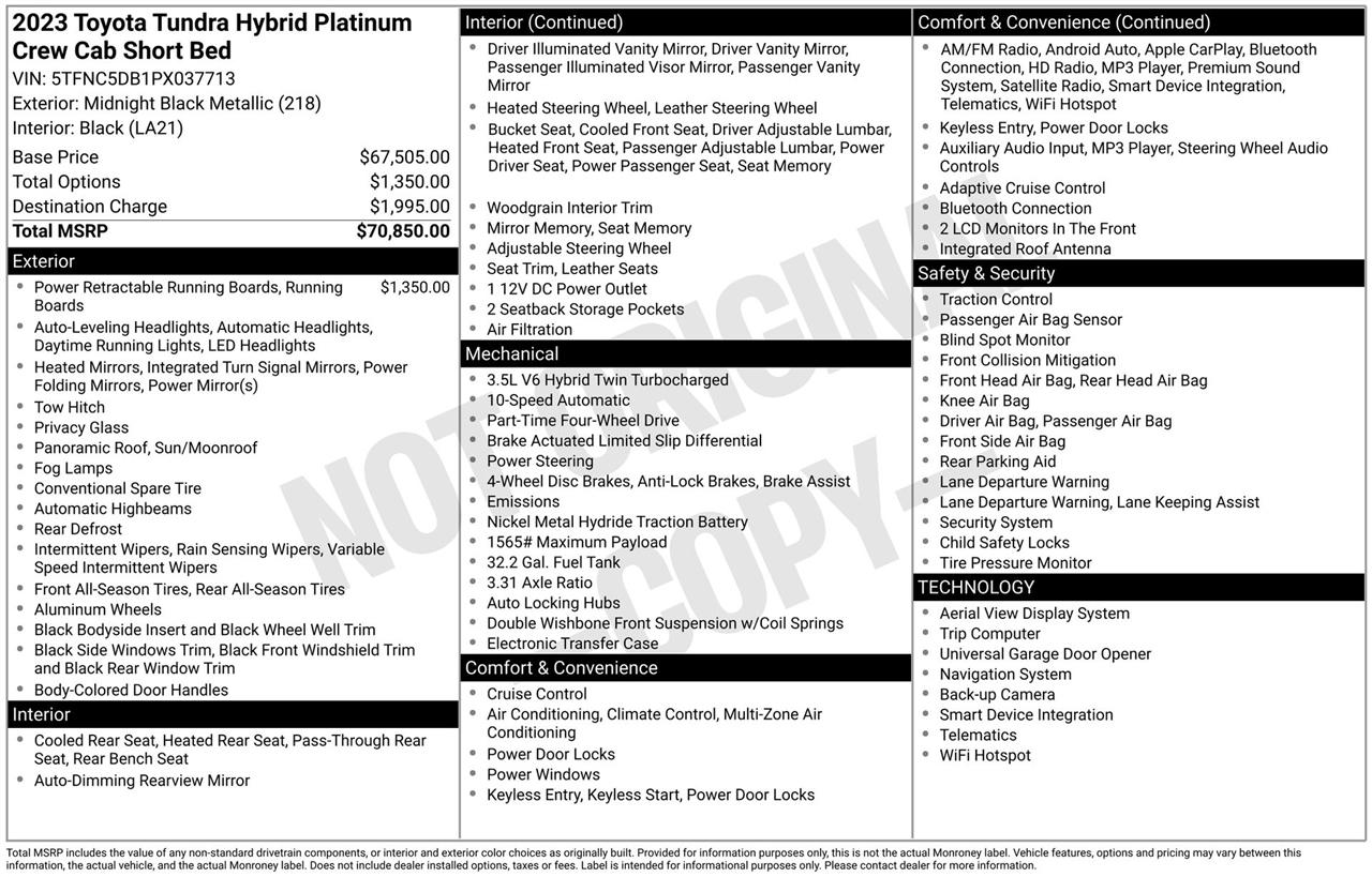 Toyota Tundra Platinum CrewMax 4WD Hybrid 2023